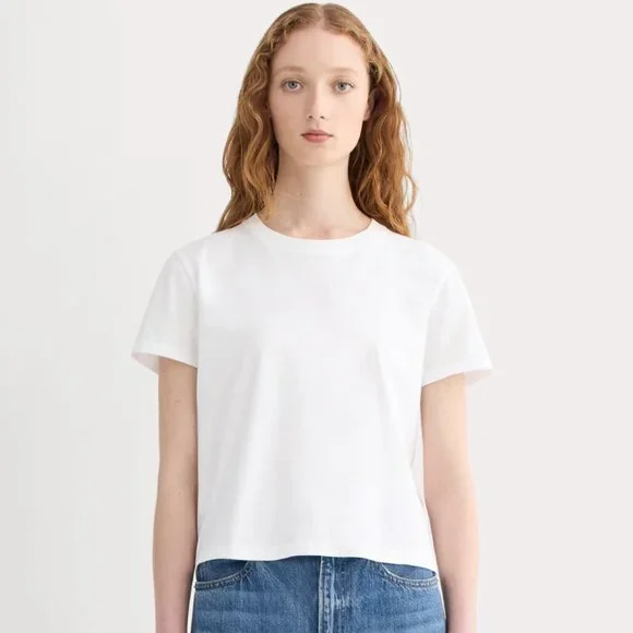 EVERLANE WHITE BOX CUT TEE IN ESSENTIAL COTTON - Picture 1 of 3